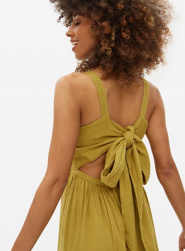 Khaki Embroidered Bow Detail Midaxi Dress 8